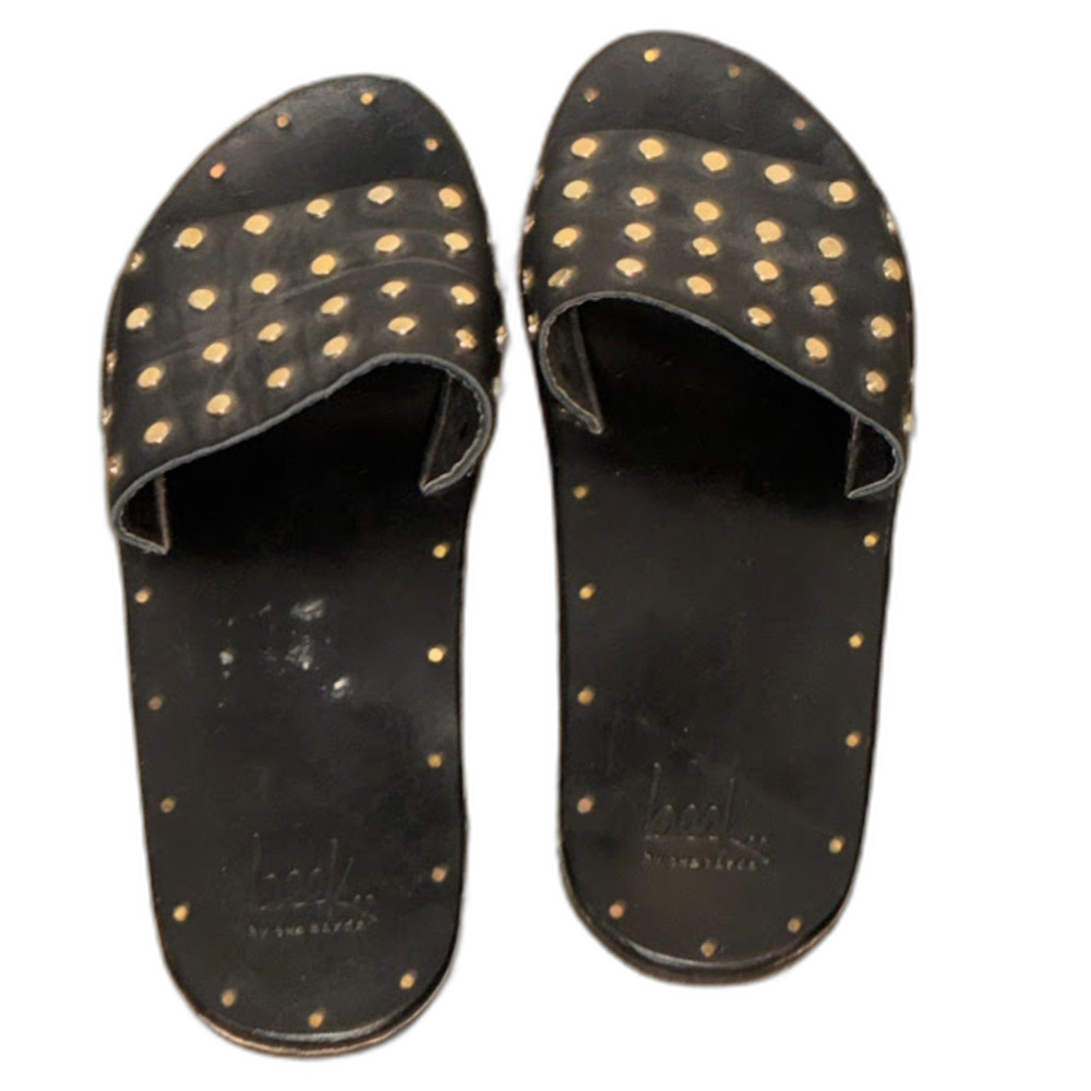 Beek by Two Birds Black Studded Slide Sandals Women’s Leather Slip-On Size 39 - Picture 2 of 6